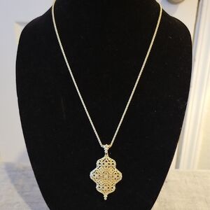 Kendra Scott "Kathy" Long Adjustable Necklace in Gold With Rhinestones